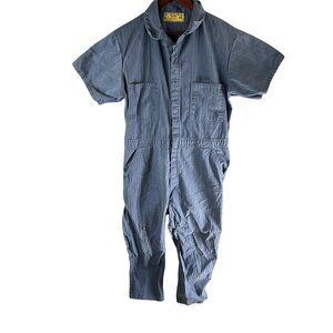 Vintage Inmate Coveralls Mens 44 Blue Sanforized DOE Workwear Universal Overall